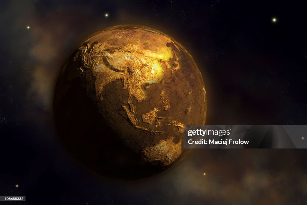 Dry earth without water and air