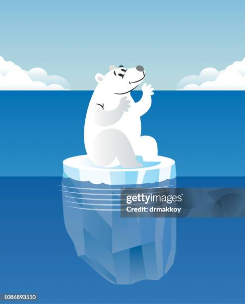 global warming and polar bear - polar bear on ice berg stock illustrations