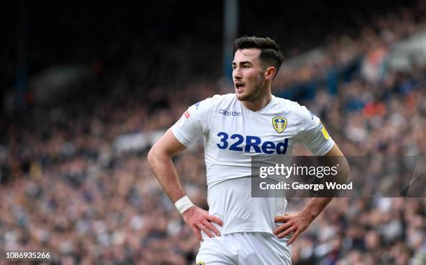 Jack Harrison of Leeds United stands dejected during the Sky Bet Championship match between Leeds United and Blackburn Rovers at Elland Road on...
