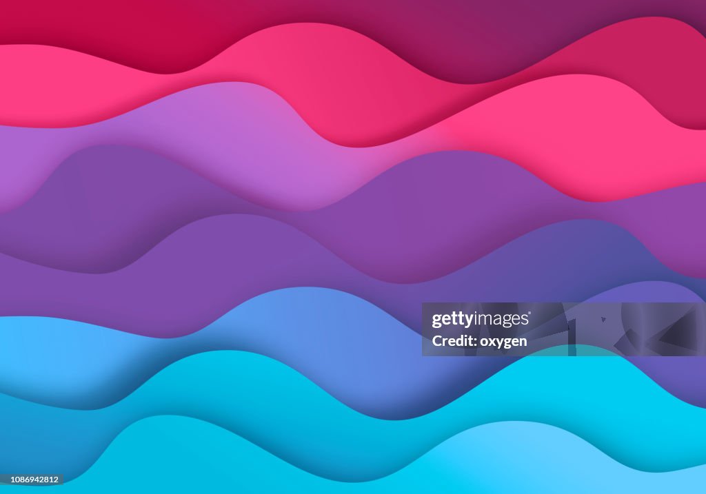 Abstract zig-zag background with paper cut shapes