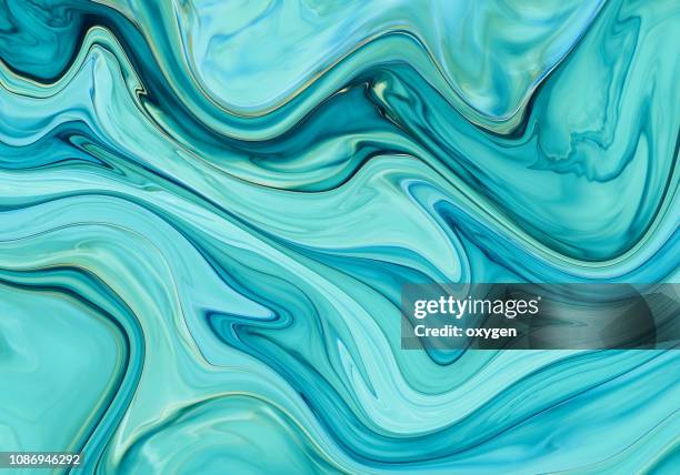 aqua abstract painted wavy marble illustration - ターコイズブルー ストックフォトと画像