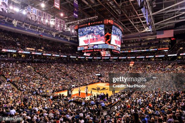 View at ScotiaBank Arena during the Toronto Raptors vs Sacramento Kings NBA regular season game at Scotiabank Arena on January 22, 2018 in Toronto,...