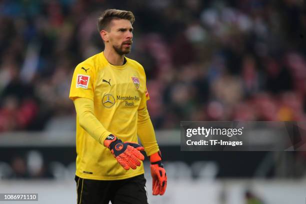 Goalkeeper Ron-Robert Zieler of VfB Stuttgart looks on during the Bundesliga match between VfB Stuttgart and 1. FSV Mainz 05 at Mercedes-Benz Arena...