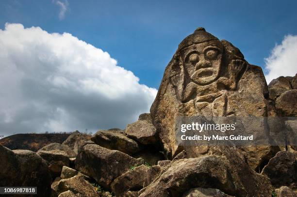 ancient sculpture in the san agustin archaeological park, san agustin, colombia - precolombino fotografías e imágenes de stock