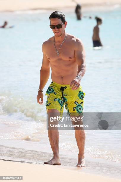 Mark Wahlberg seen outside the Sandy Lane Hotel on December 26, 2018 in Barbados, Caribbean.