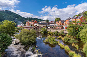 Llangollen town along the river dee in north Wales