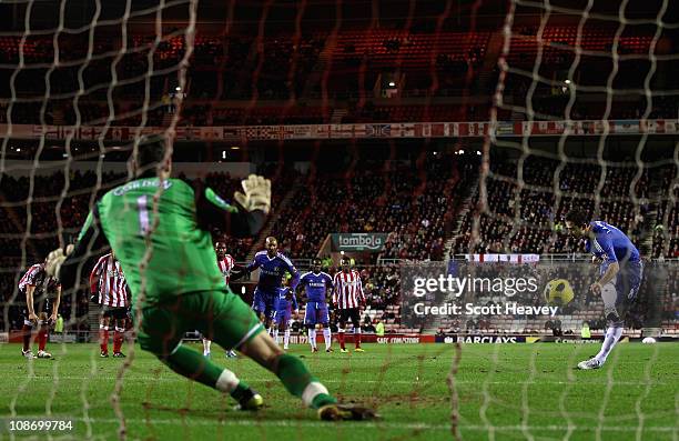 Frank Lampard of Chelsea scores a penalty kick past Craig Gordon of Sunderland during the Barclays Premier League match between Sunderland and...