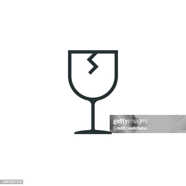 fragile line icon - product warning label stock illustrations