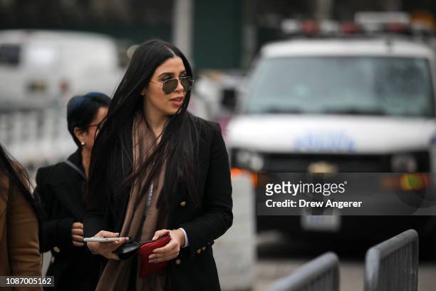 Emma Coronel Aispuro, the wife of Joaquin 'El Chapo' Guzman, arrives at the U.S. District Court for the Eastern District of New York, January 23,...