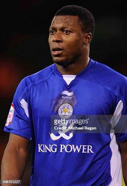 Yakubu of Leicester looks on during the npower Championship match between Sheffield United and Leicester City at Bramell Lane on February 1, 2011 in...