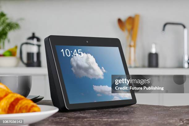 An Amazon Echo Show smart speaker photographed on a kitchen counter, taken on January 9, 2019.