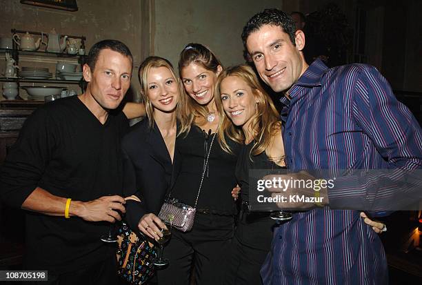 Lance Armstrong, Melanie Hincapie, Odessa Gunn, Sheryl Crow and George Hincapie, Discovery teammate