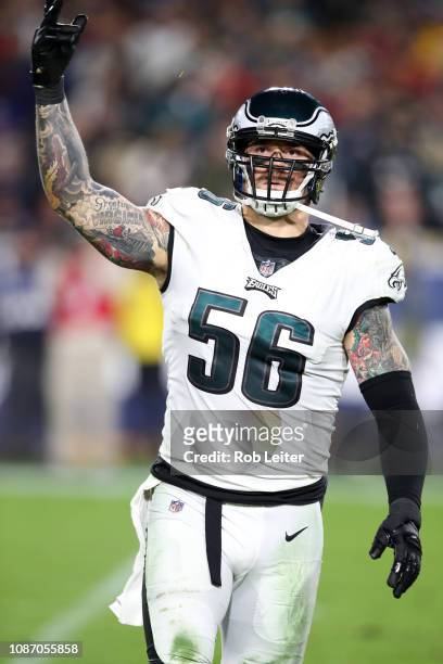 Chris Long of the Philadelphia Eagles in action during the game against the Los Angeles Rams at the Los Angeles Memorial Coliseum on December 16,...