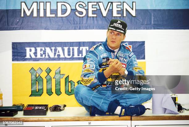 Benetton driver Michael Schumacher of Germany prepares for qualifying during the Italian Grand Prix at the Autodromo Nazionale Monza on September...