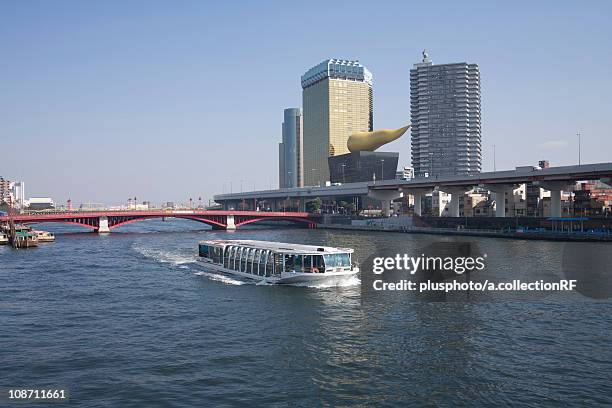 a water-bus on sumida river - plusphoto stock pictures, royalty-free photos & images
