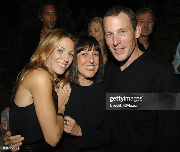 Sheryl Crow, Lisa Robinson and Lance Armstrong during Sheryl Crow "Wildflower" Release Party Co-Hosted by AOL at Private Residence in New York City,...