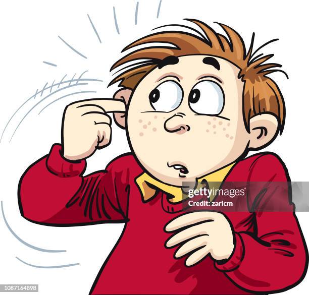 the child hurts an ear. otitis. - vector - otitis stock illustrations