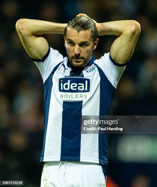 Jay Rodriguez of West Bromwich Albion during the EFL Championship match between West Bromwich Albion and Wigan Athletic at The Hawthorns on December...