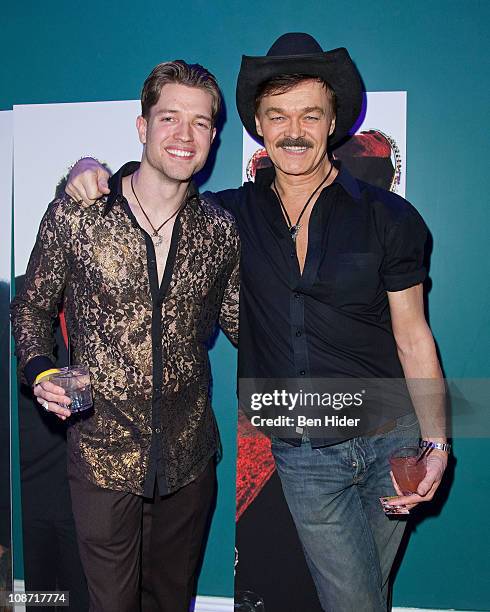 Actor Ronnie Kroell and Singer Randy Jones attends Ronnie Kroell's 28th birthday at Hudson Terrace on February 1, 2011 in New York City.