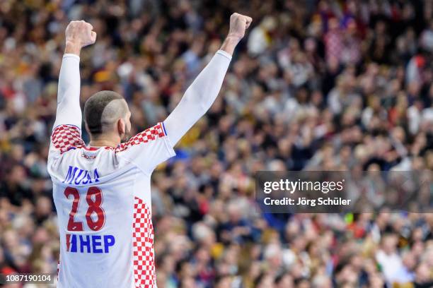 Zeljko Musa of Croatia reacts during the Main Group 1 match on the 26th IHF Men's World Championship between France and Croatia at the Lanxess Arena...