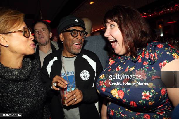 Tonya Lewis Lee, Spike Lee, and Ashlie Atkinson attend the Spike Lee Oscar Nomination Celebration at Frankie's on January 22, 2019 in New York City.