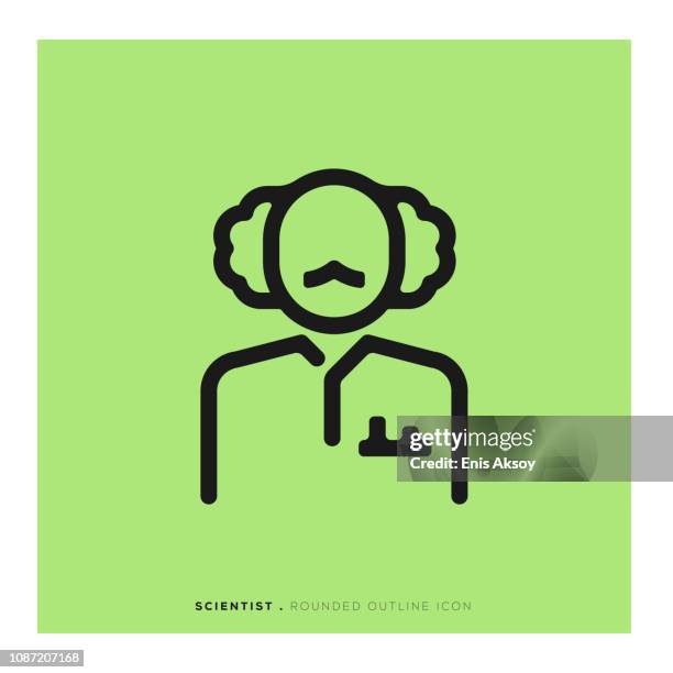 scientist rounded line icon - scientist computer stock illustrations