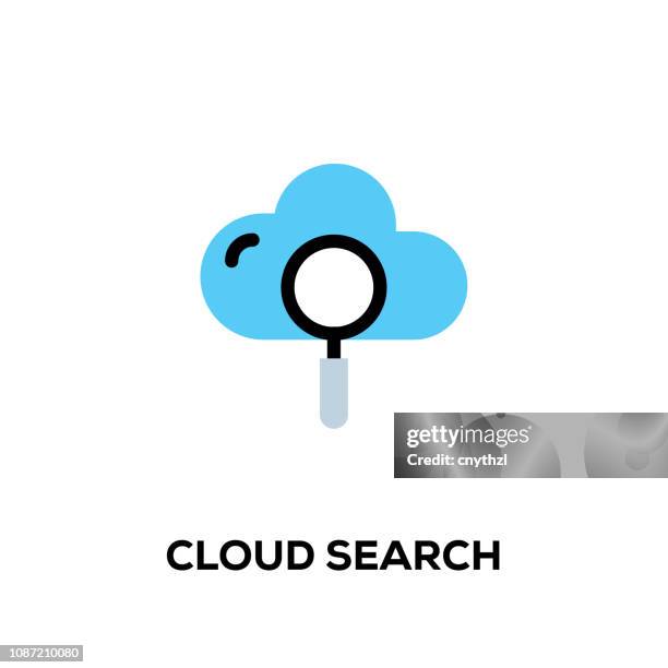 flat line design style modern vector cloud search icon - application security abstract stock illustrations