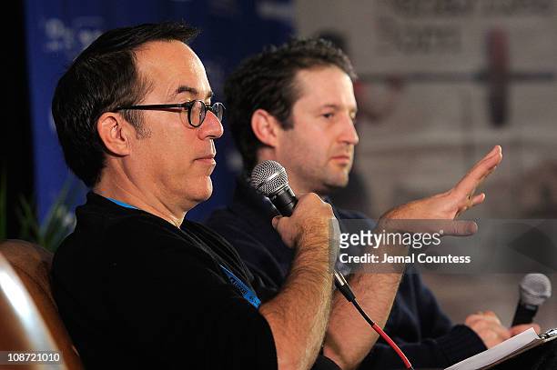 Sundance Film Festival Director John Cooper and programmer Trevor Groth speak at the Film Church Panel during the 2011 Sundance Film Festival at the...