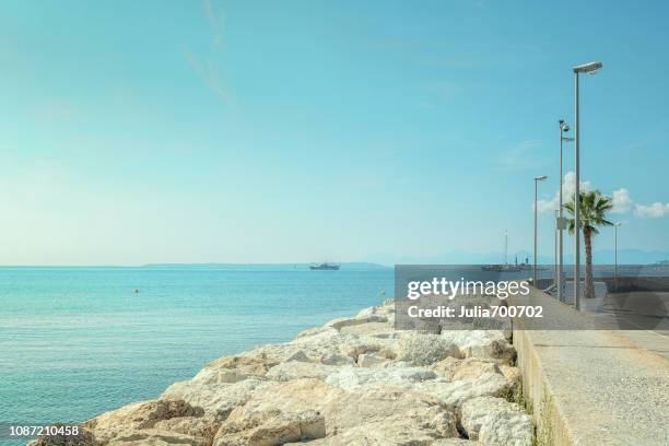 Shooting of the coast between the French towns of Juan-les-Pins and Antibes in France