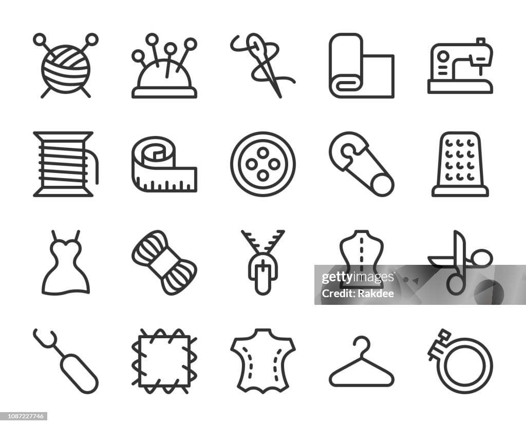 Sömnad och handarbete - Line ikoner