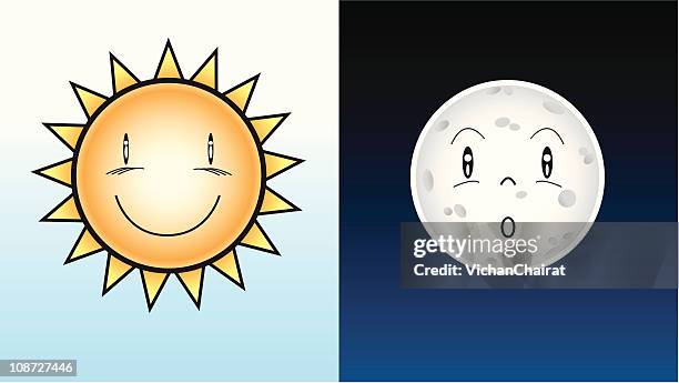 sun and moon - sun moon stock illustrations