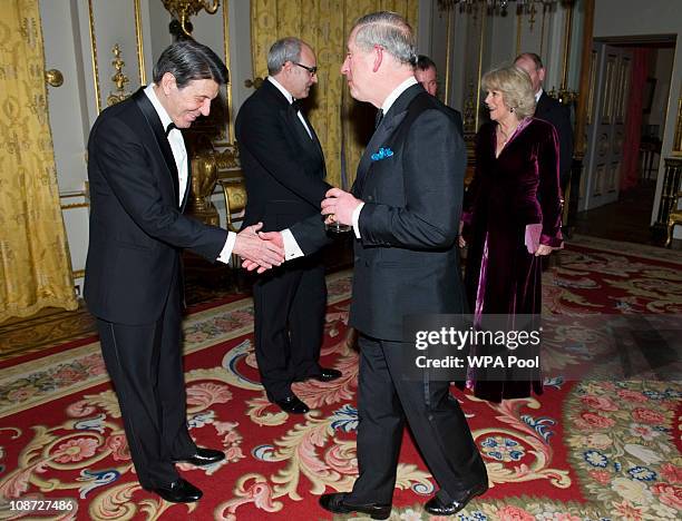 Prince Charles, Prince of Wales, President of The Prince's Foundation for Children and the Arts and Camilla, Duchess of Cornwall greet guests at a...