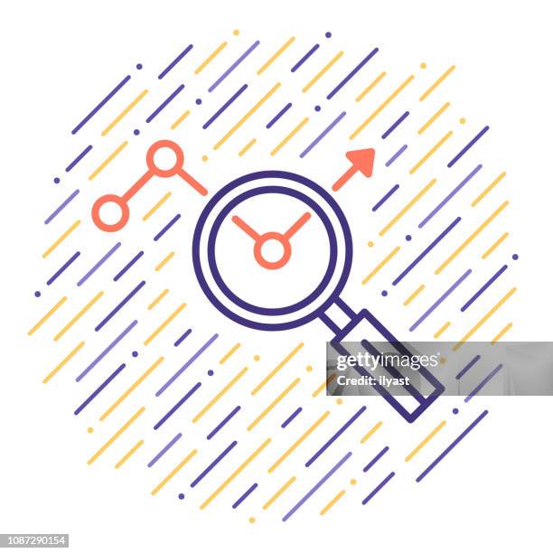 global trends & opportunities vector line icon illustration - line graph increase vector stock illustrations