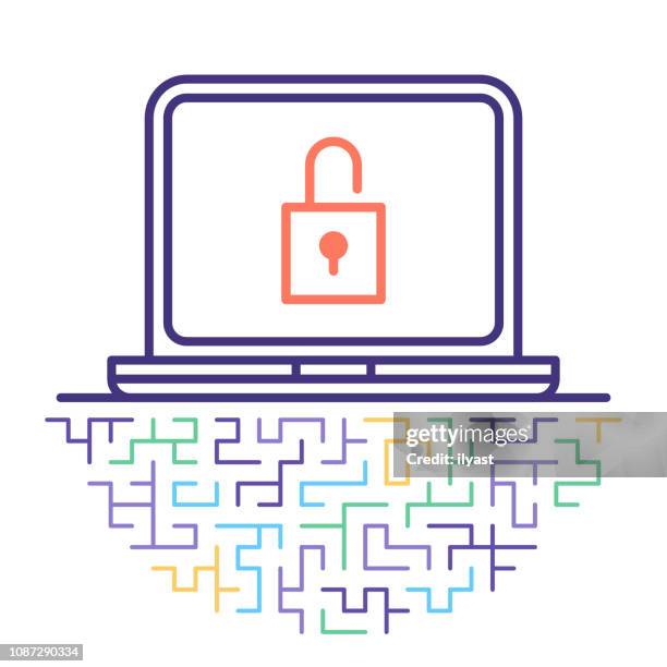 personal safety vector line icon illustration - ransomware stock illustrations
