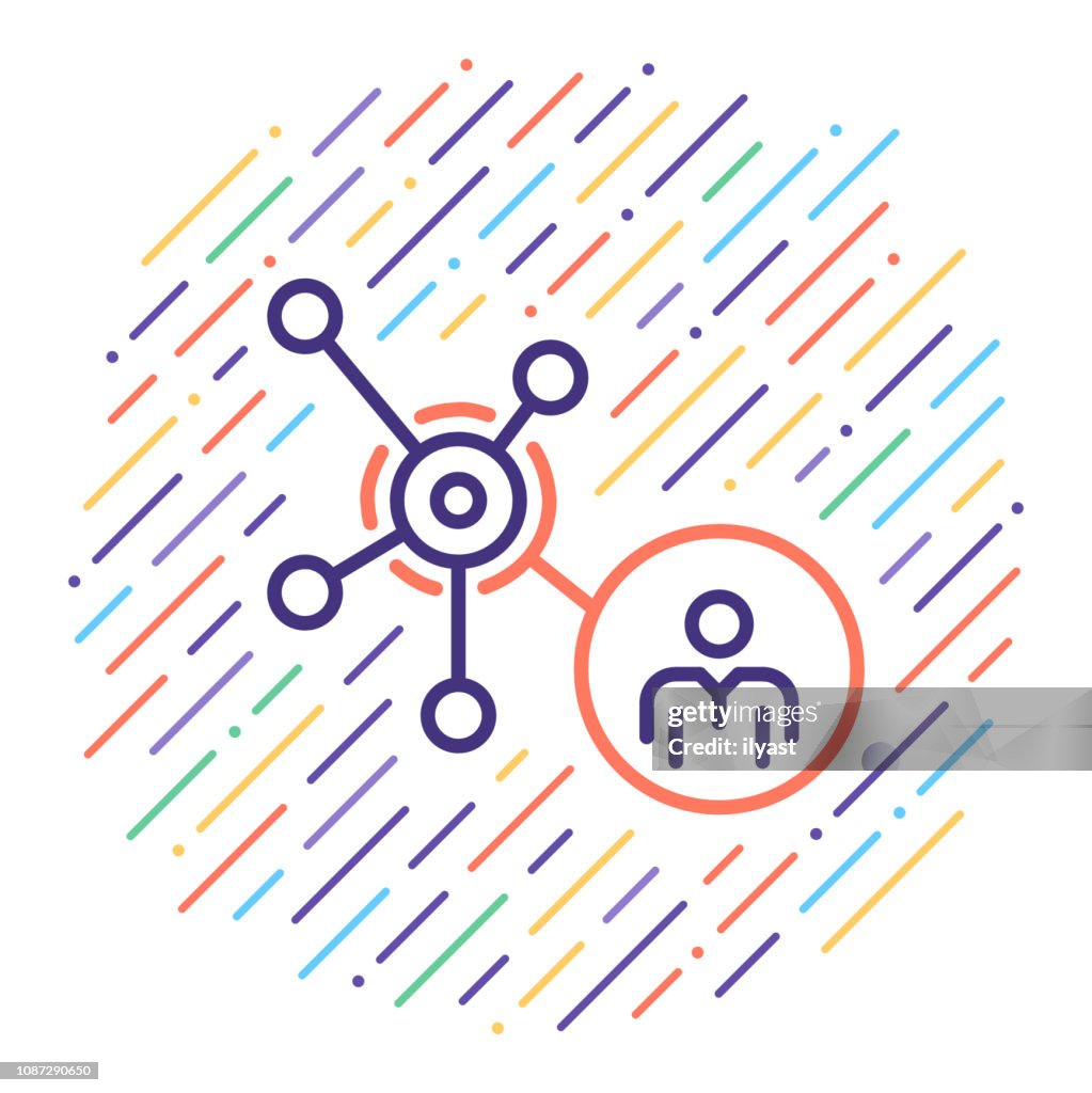 Social Media Accounts Vector Line Icon Illustration