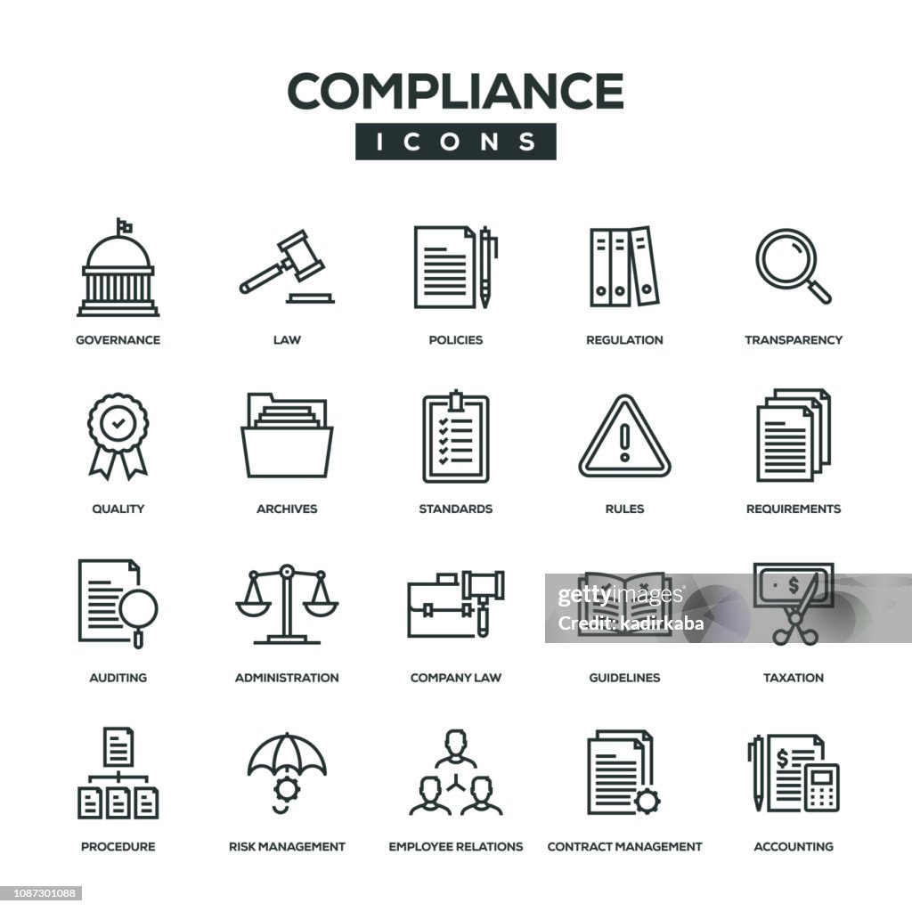 Compliance Line Icon Set