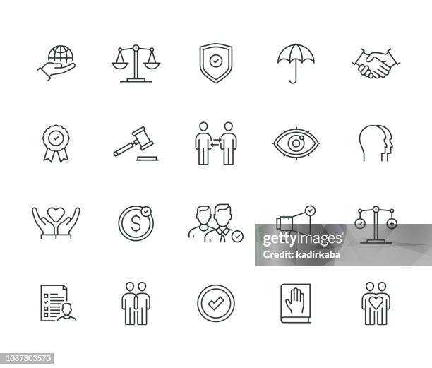 stockillustraties, clipart, cartoons en iconen met business ethiek dunne lijn series - accountability icon