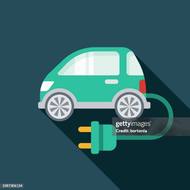 elektro-fahrzeug-symbol - compact car stock-grafiken, -clipart, -cartoons und -symbole