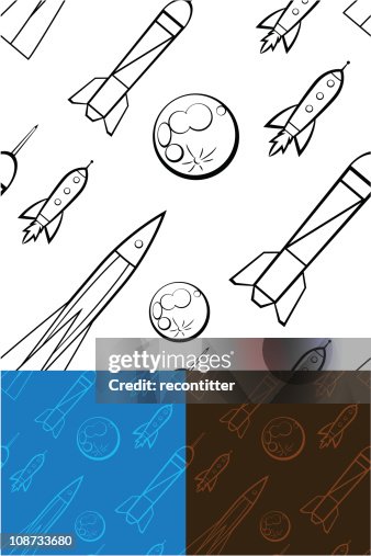 Rocket Science seamless pattern in 3 colors Rocket Science seamless pattern in 3 colors