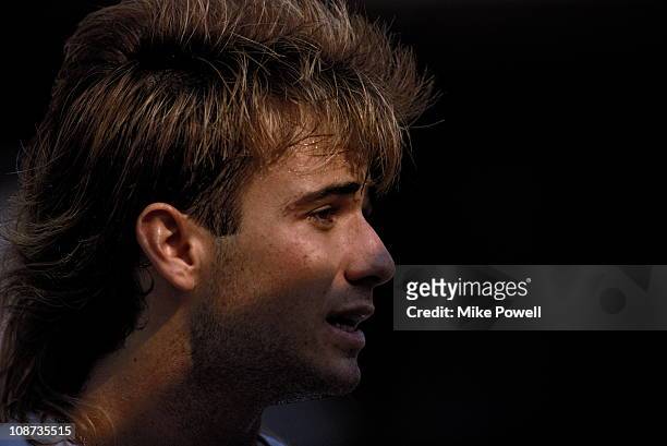 Andre Agassi of the United States during a Men's Singles match during the U.S.Open Tennis Championship on 1st September 1988 at the USTA National...
