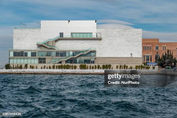 The second building M2 of Thessaloniki Concert Hall designed by the Japanese architect Arata Isozaki. Thessaloniki, Greece