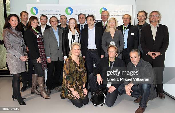 Jury members of the Success for Future Award pose for the media during the Success for Future Award 2011 press conference on January 20, 2011 in...
