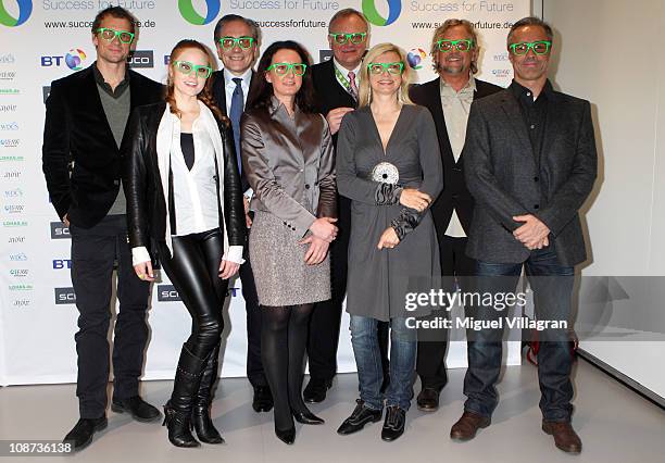Jury members of the Success for Future Award pose for the media during the Success for Future Award 2011 press conference on January 20, 2011 in...