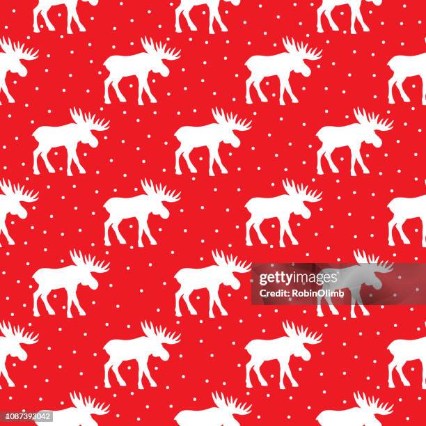 moose and snow seamless pattern - moose stock illustrations