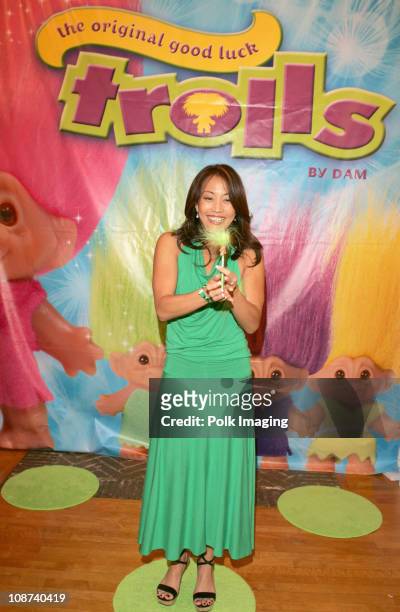 Carrie Ann Inaba with Trolls during The Original Lucky Trolls at Silver Spoons Hollywood Buffet - Day 2 in Los Angeles, California.