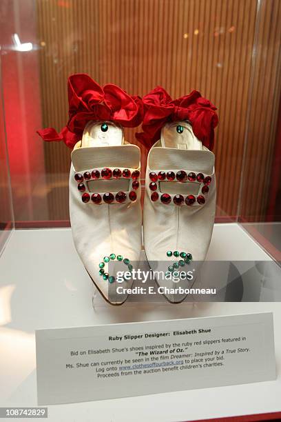 Ruby Slippers designed by Elisabeth Shue during "Ruby Red Slipper" DVD Gala Screening for "The Wizard of Oz" Sponsored by Warner Home Video at Samuel...