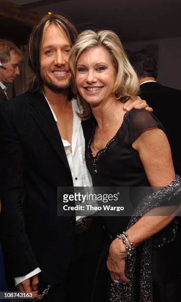 Keith Urban and Olivia Newton-John during The 39th Annual CMA Awards - Capital Records Post Party - Red Carpet and Inside at Nikki Beach in New York...