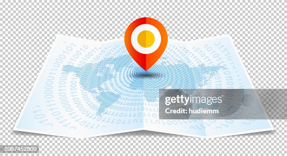World Map G Code Vector World Map Folded With Binary Code Isolated On White Background ...