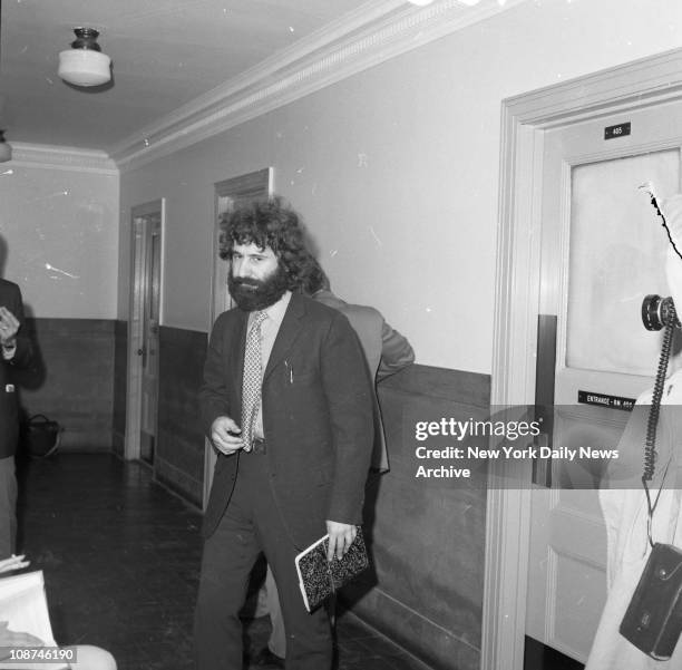 American police officer Frank Serpico arrives at court to give testimony in police corruption trial, Brooklyn, New York, May 11, 1971.