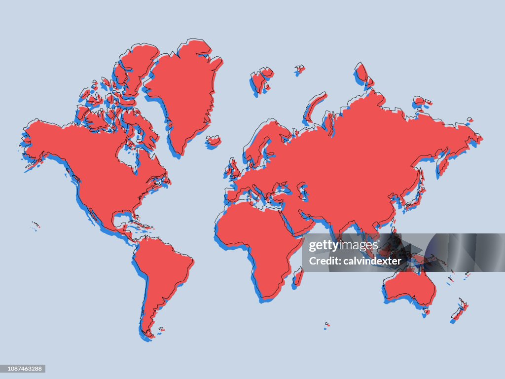 Map Solid Color World Map Vibrant Flat Color Design High-Res Vector Graphic - Getty Images